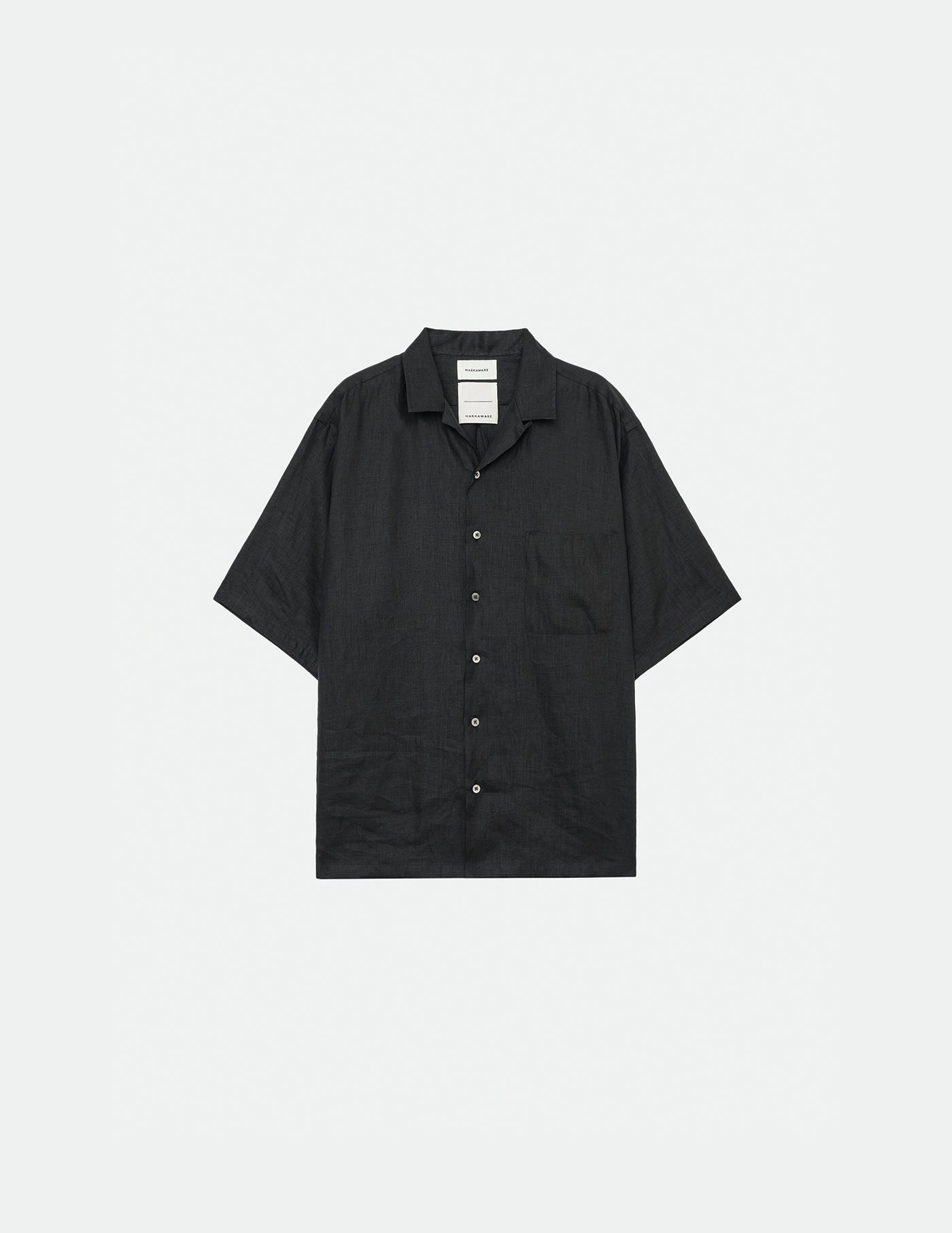 MARKAWARE A23B-07SH01B HEMP SHIRTING OPEN COLLAR S/S SHIRT