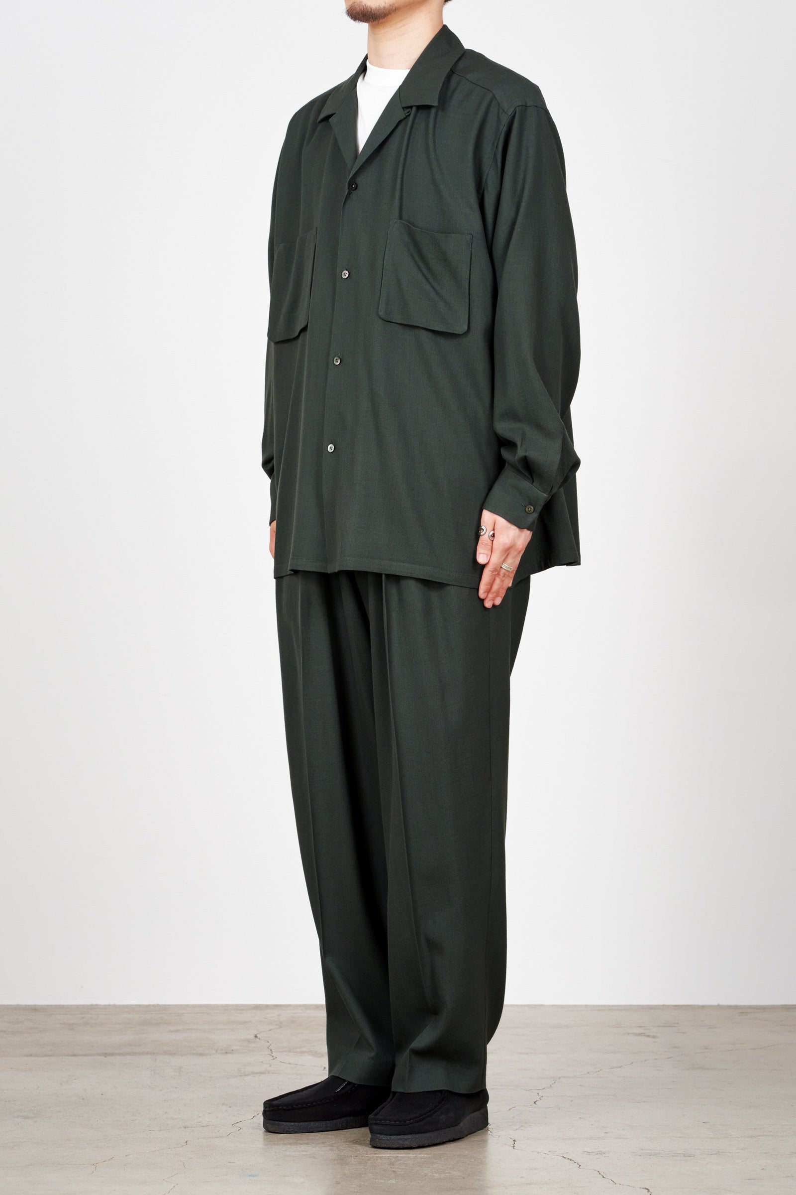 MARKAWARE A23C-11SH01C 2/72 ORGANIC WOOL VIYELLA OPEN COLLAR SHIRT