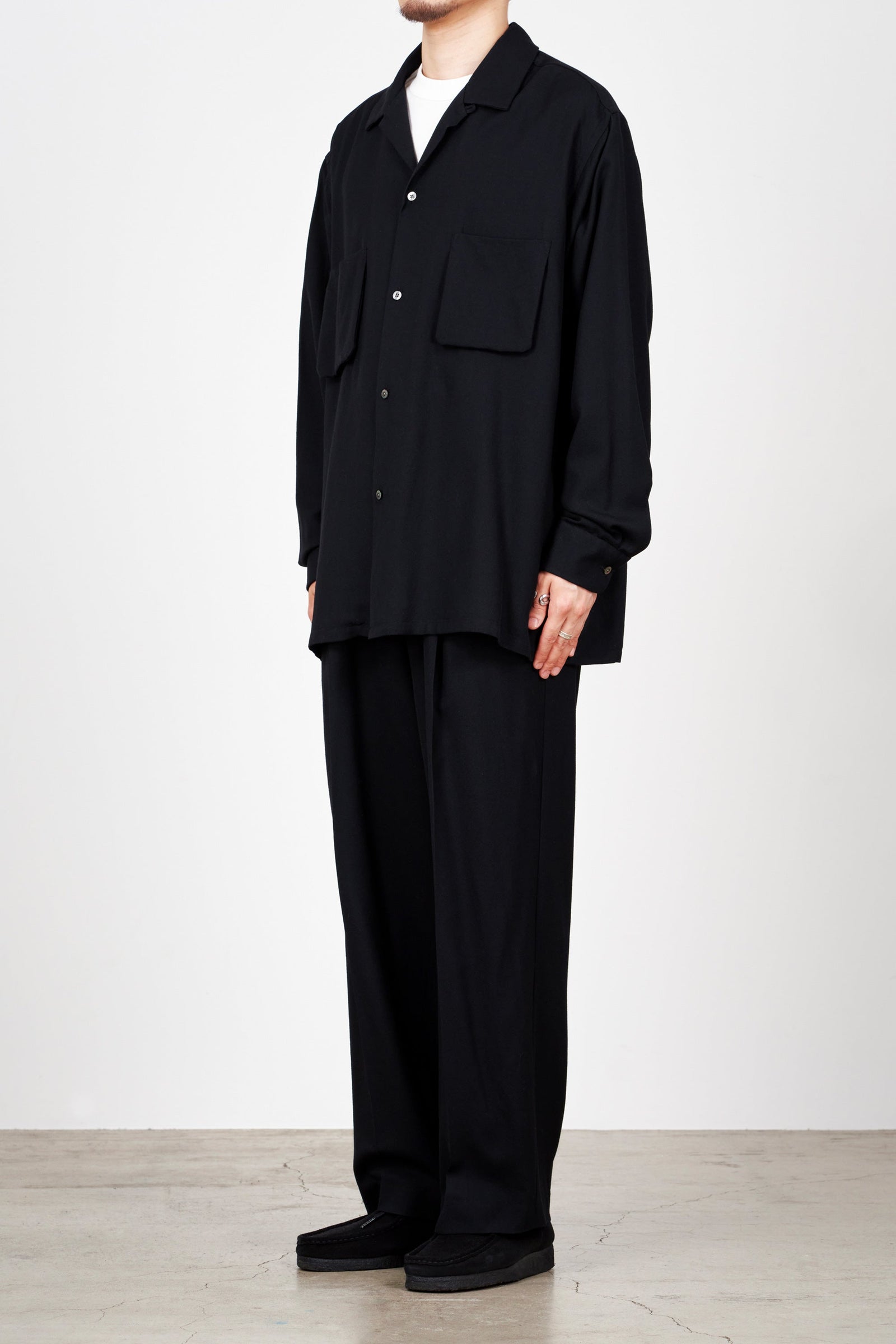 MARKAWARE A23C-11SH01C 2/72 ORGANIC WOOL VIYELLA OPEN COLLAR SHIRT