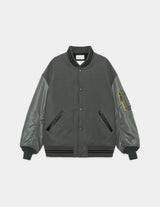 A23C-17BL01C ORGANIC WOOL MELTON VARSITY JACKET