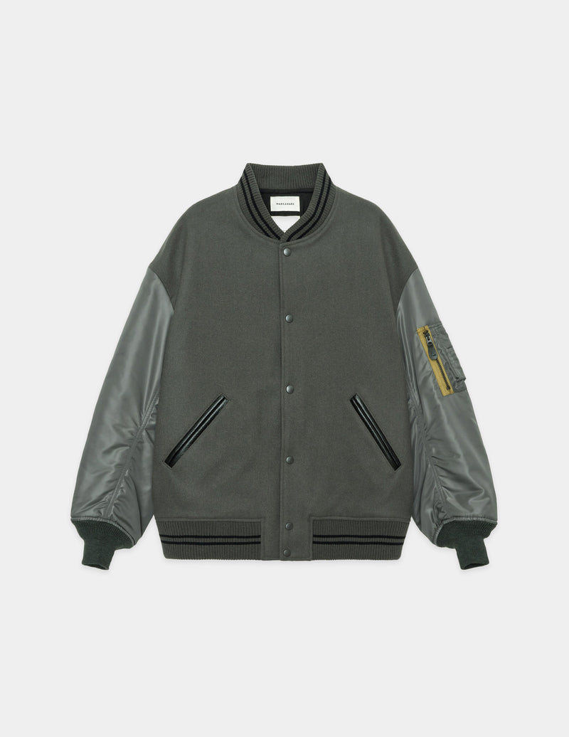 A23C-17BL01C ORGANIC WOOL MELTON VARSITY JACKET