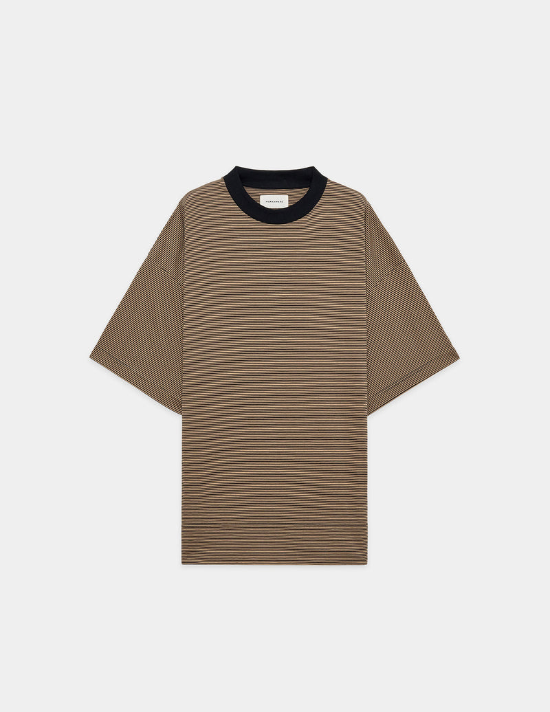 A24A-20CS01B ORGANIC COTTON BORDER KNIT BOX TEE