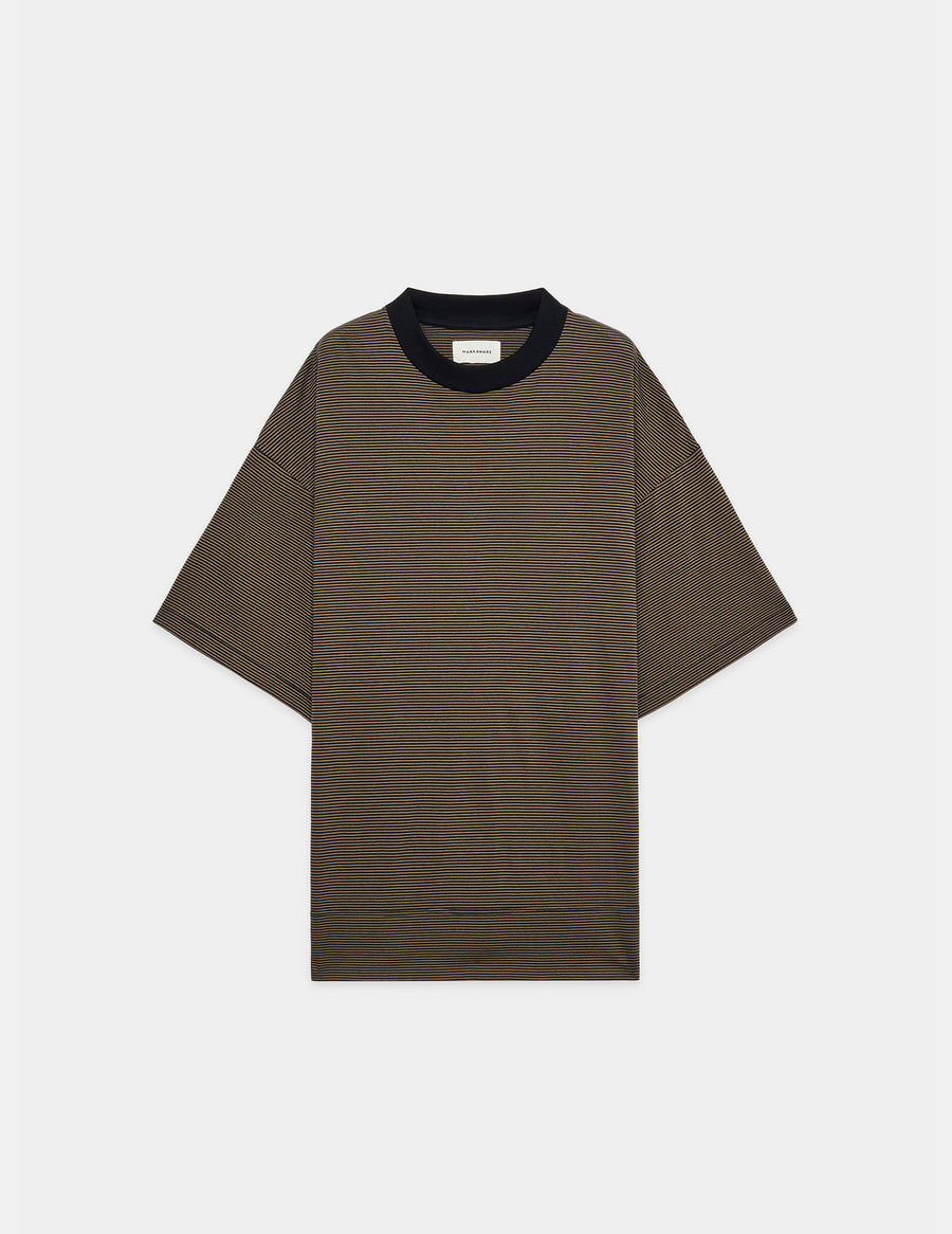 A24A-20CS01B ORGANIC COTTON BORDER KNIT BOX TEE