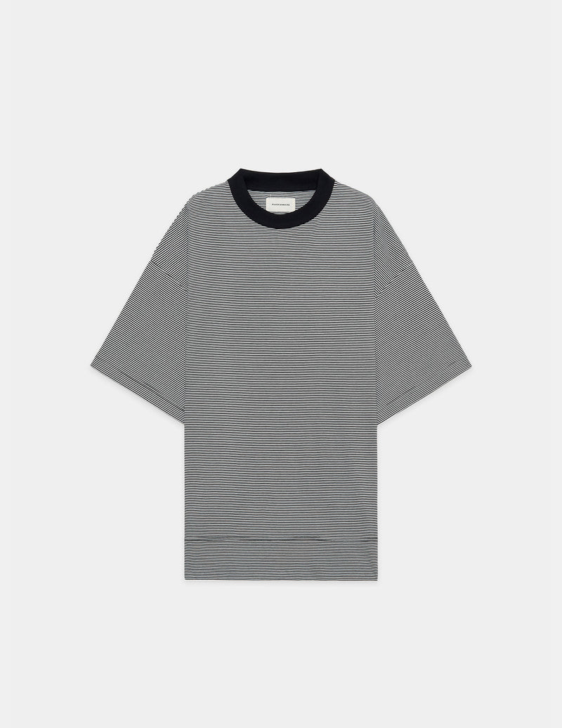 A24A-20CS01B ORGANIC COTTON BORDER KNIT BOX TEE