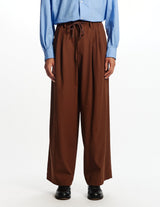 A26A16PT02C ORGANIC COTTON VOILE YARN TWILL TRIPLE PLEATED EASY TROUSERS