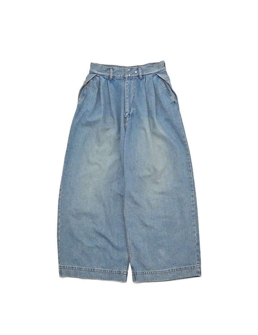 MBL-USED DENIM 12OZ DENIM SIDE TUCK WIDE PANTS USED