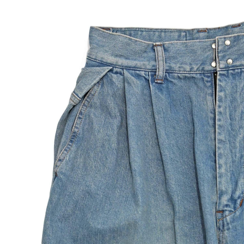 MBL-USED DENIM 12OZ DENIM SIDE TUCK WIDE PANTS USED