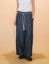 WM01-PT232012 OPEND ANTIQUE DENIM NO TUCK WIDE PANTS