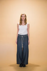WM01-PT232012 OPEND ANTIQUE DENIM NO TUCK WIDE PANTS