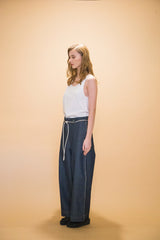 WM01-PT232012 OPEND ANTIQUE DENIM NO TUCK WIDE PANTS