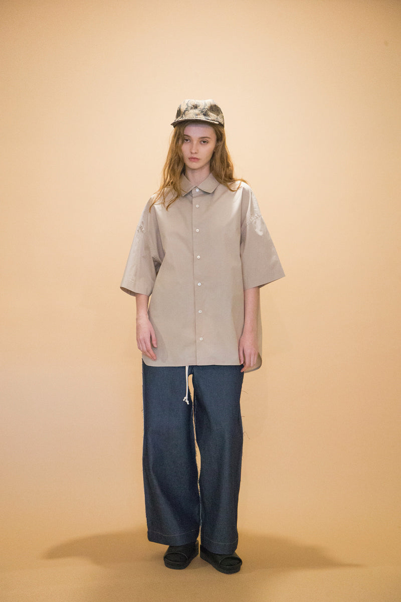 WM01-PT232012 OPEND ANTIQUE DENIM NO TUCK WIDE PANTS