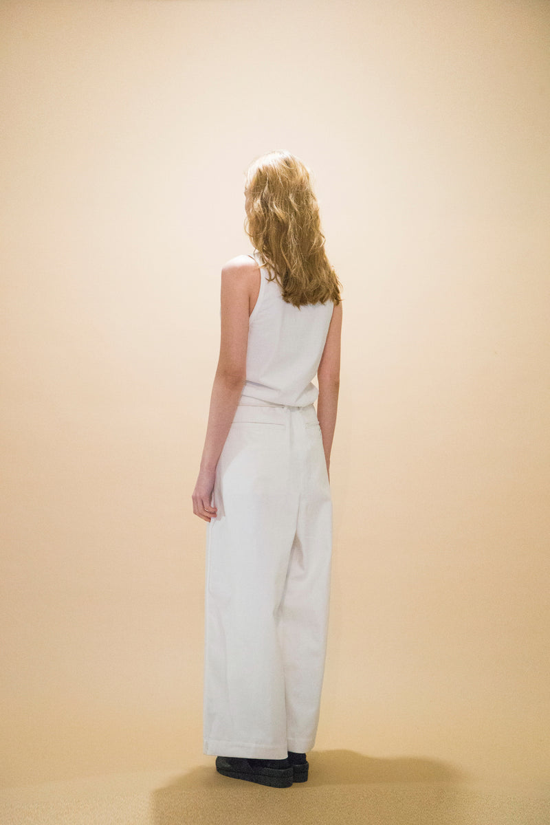 WM01-PT232012 OPEND ANTIQUE DENIM NO TUCK WIDE PANTS