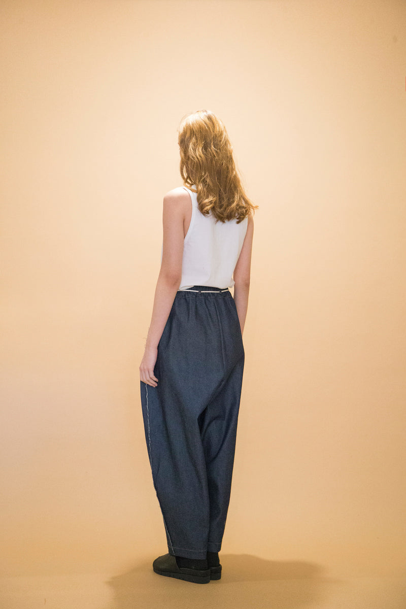 WM01-PT232013 OPEND ANTIQUE DENIM EASY WIDE PANTS