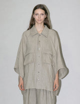 WM02-SH2610202 SEMI WET LINEN SHORT SLEEVE BIG SHIRT