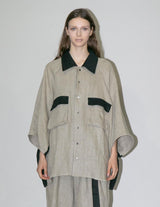 WM02-SH2610202 SEMI WET LINEN SHORT SLEEVE BIG SHIRT
