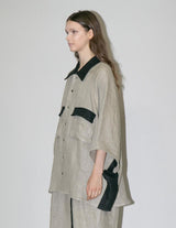 WM02-SH2610202 SEMI WET LINEN SHORT SLEEVE BIG SHIRT
