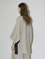 WM02-SH2610202 SEMI WET LINEN SHORT SLEEVE BIG SHIRT