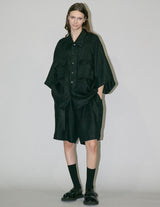 WM02-SP2610204 SEMI WET LINEN BELT SHORT PANTS