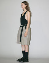 WM02-SP2610204 SEMI WET LINEN BELT SHORT PANTS