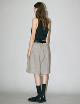 WM02-SP2610204 SEMI WET LINEN BELT SHORT PANTS