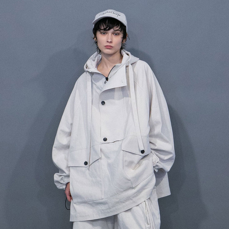 WM04-BZ251041 COTTON LINEN OVERSIZED ANORAK