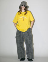 WM04-PT2610404B PIGMENT PRINT WASHED DENIM WIDE CARGO PANTS