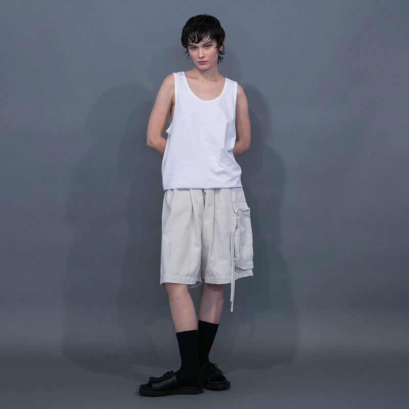 WM04-SP251044 COTTON LINEN BIG POCKET SHORT PANTS