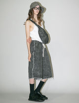 WM04-SP2610405B PIGMENT PRINT WASHED DENIM WIDE HALF PANTS