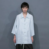 WM09-SH251091 POPLIN STRIPE RAGLAN SHORT SLEEVE SHIRT