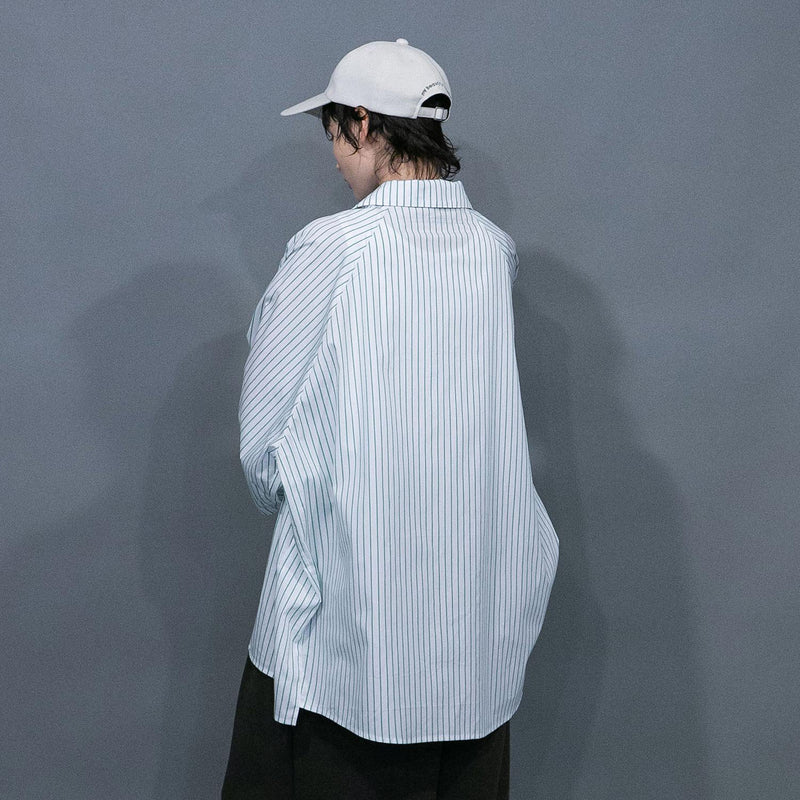 WM09-SH251091 POPLIN STRIPE RAGLAN SHORT SLEEVE SHIRT