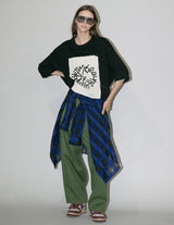 WM09-SH2610902 SIZZLE CHECK OVERSIZE SHIRT