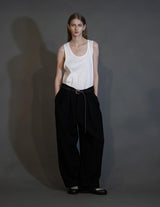 WM10-PT252104 BISHU WOOL TUCK WIDE PANTS