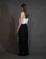 WM10-PT252104 BISHU WOOL TUCK WIDE PANTS