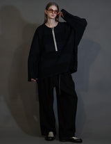 WM10-PT252104 BISHU WOOL TUCK WIDE PANTS