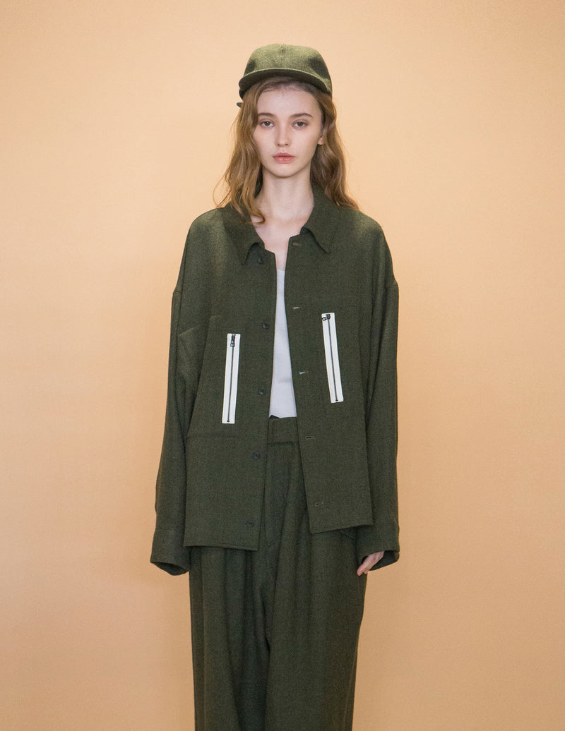 WM12-SH232121 WOOL TWILL OVERSIZE SHIRT