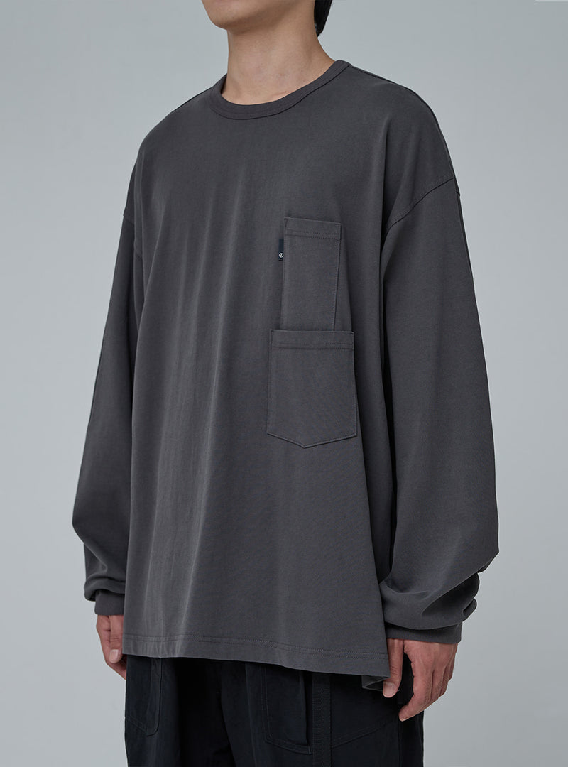 PMF024-03JL02 BAGGY POCKET L/S TEE (CHARCOAL)