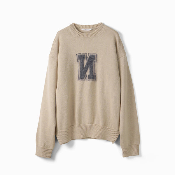 NAME. NMKN-003 REVERSE LETTERMAN SWEATER – hideandseekStore