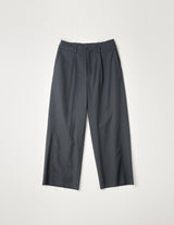 NMPT-041 WOOL CALM SKIN SHIFTED SEAM ONE TUCK TROUSERS: TELE CUT