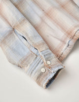 NMSH-027 COTTON FLANNEL PLAID OPEN COLLAR SHIRT: DISTRESSED
