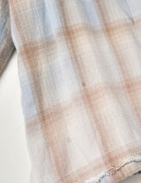 NMSH-027 COTTON FLANNEL PLAID OPEN COLLAR SHIRT: DISTRESSED