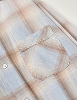 NMSH-027 COTTON FLANNEL PLAID OPEN COLLAR SHIRT: DISTRESSED