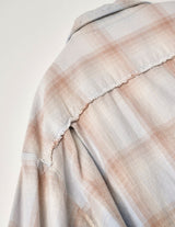 NMSH-027 COTTON FLANNEL PLAID OPEN COLLAR SHIRT: DISTRESSED