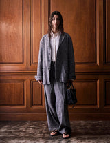 NN-1401B18 H.DEFOE LINEN ALPACA SILK HERRINGBONE ROVER JACKET