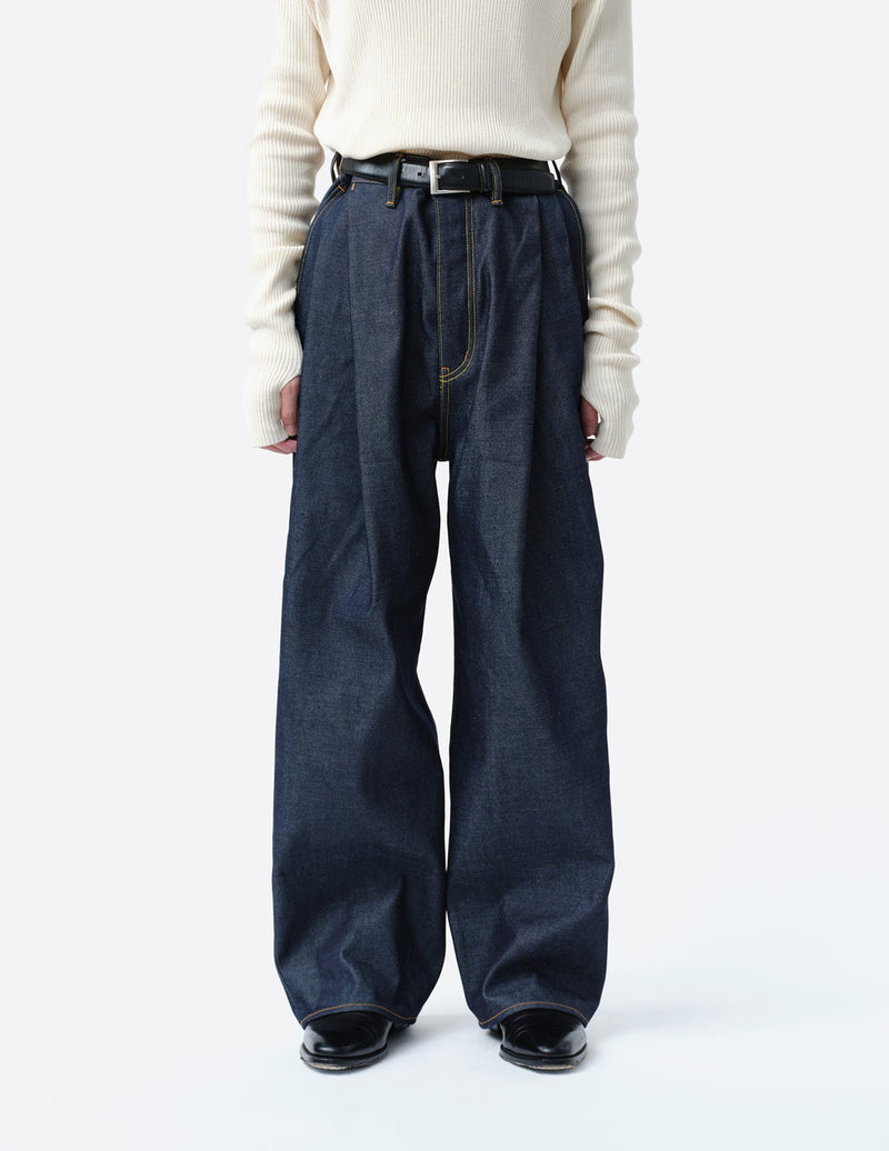 S001401-2 2TUCK WIDE DENIM PANTS -ENTASIS MK-Ⅱ-