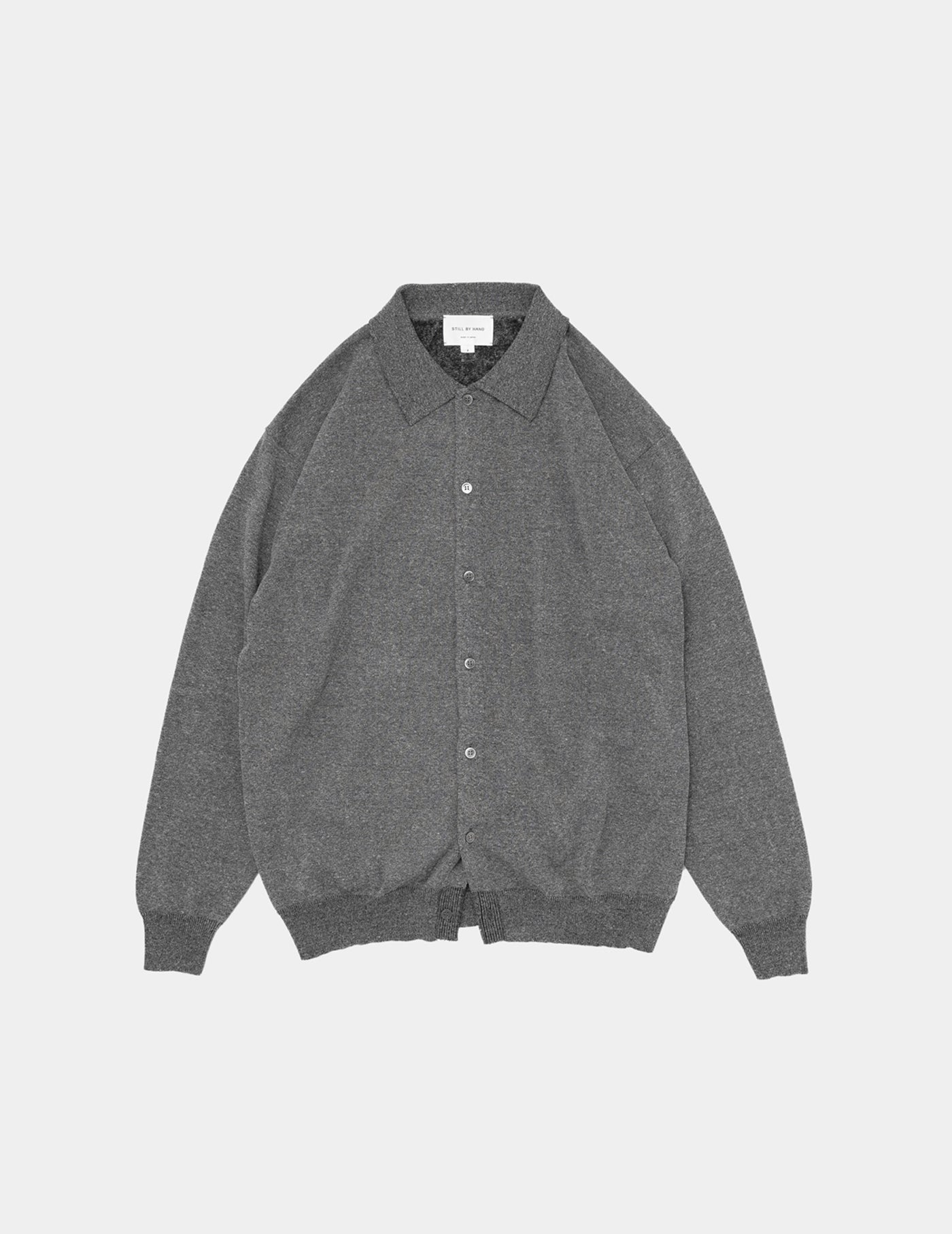STILL BY HAND KN01241 MELANGE KNIT POLO CARDIGAN – hideandseekStore