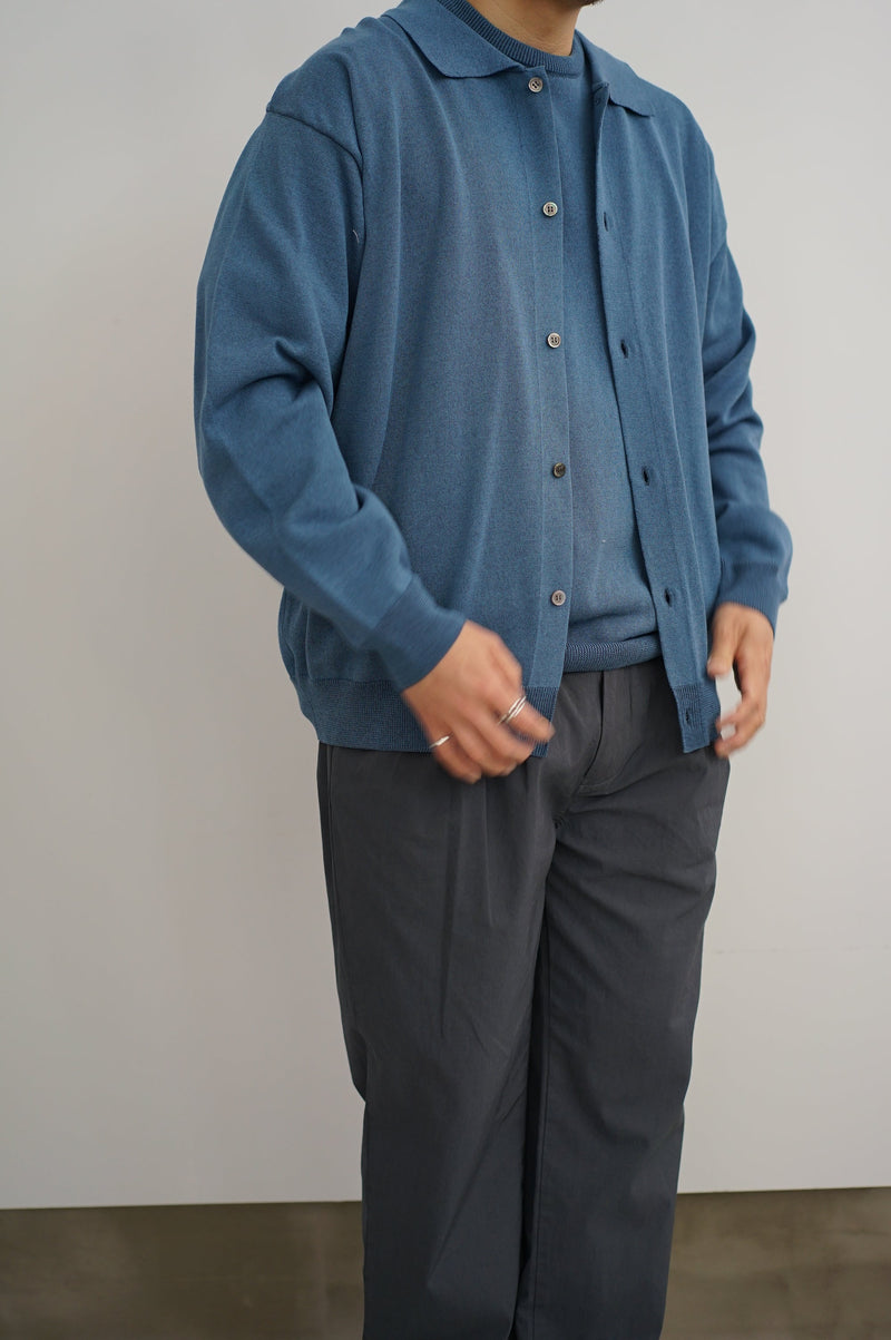 KN01241 MELANGE KNIT POLO CARDIGAN