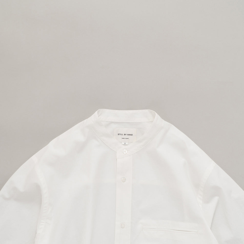STILL BY HAND SH02251 LINEN MIXED BAND COLLAR SHIRT – hideandseekStore