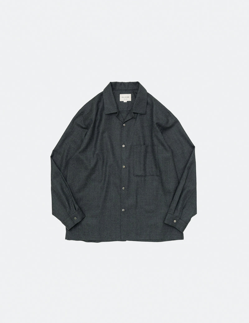 SH04233 OPEN COLLAR WOOL SHIRT