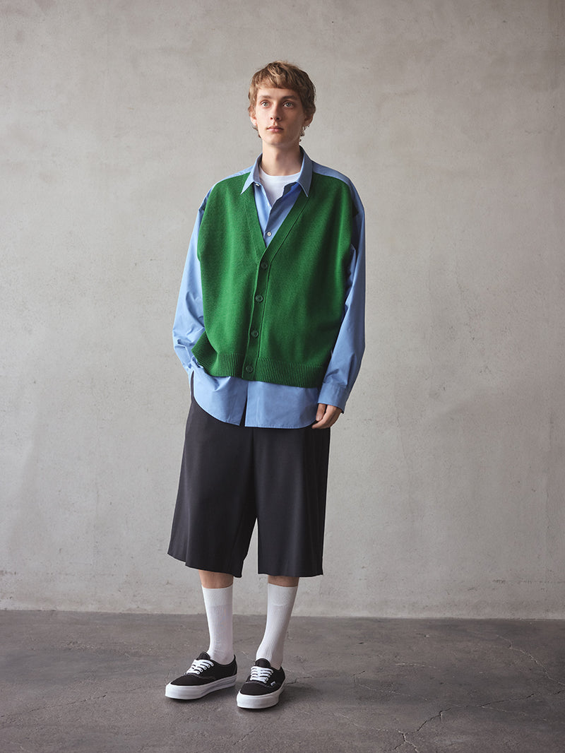 MGMFB251252 KNIT CARDIGAN DETAIL LAYERED SHIRT