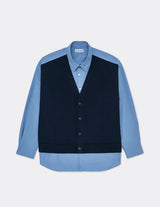 MGMFB251252 KNIT CARDIGAN DETAIL LAYERED SHIRT